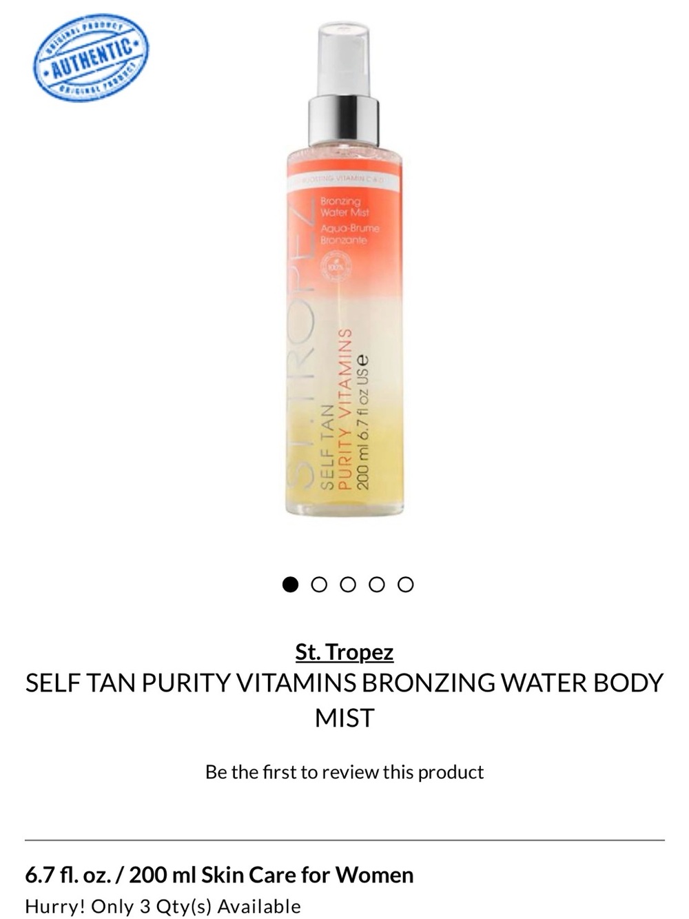 St. Tropez Self Tanning Bronzing Water Body Mist $45MSRP Discontinued
